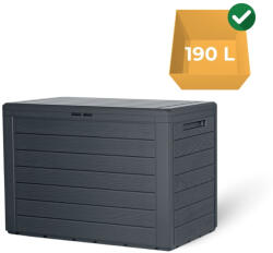 Prosperplast WOODEBOX tárolódoboz, 190L, 78x44x55 cm, antracit