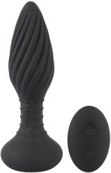 Anos - vibrator anal cu perle rotative (negru)