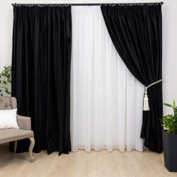 Hiko Set 3 piese Hiko, doua draperii COMFY catifea neagra si o perdea Ana voal alb, cu rejansa (10013446)