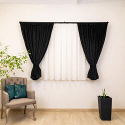 Hiko Set 2 draperii scurte cu doua benzi de prindere Hiko COMFY catifea neagra, cu rejansa (10015349)