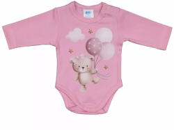  Hosszú ujjú baba body Macis mintával rózsaszín (62) - babyshopkaposvar