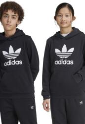 Adidas gyerek felső TREFOIL HOODIE fekete, nyomott mintás, kapucnis, IY7446 - fekete 158