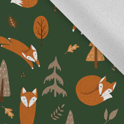 Takoy Rugalmas téli softshell őszi rókák sötétzöld alapon - nagyított minta