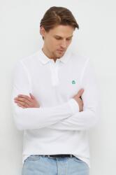 Benetton pamut hosszúujjú fehér, sima - fehér S - answear - 12 990 Ft