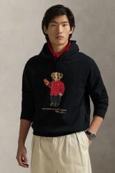 Ralph Lauren pamut melegítőfelső fekete, férfi, nyomott mintás, kapucnis, 710962139 - fekete XXL