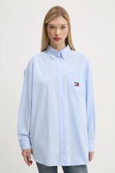 Tommy Hilfiger pamut ing női, galléros, relaxed, DW0DW19357 - kék XL