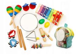 Ecotoys Set muzical din lemn Ecotoys cu 10 instrumente Multicolor (ediMA01)