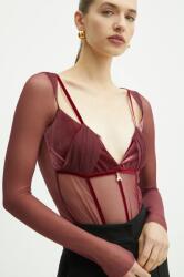 Patrizia Pepe body lila, női, sima, 2M4400 J230 - burgundia 38