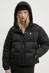 Tommy Jeans rövid kabát női, fekete, téli, oversize, DW0DW19314 - fekete L