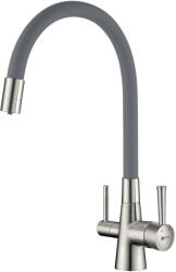 Lemark Baterie Bucatarie cu 3 Cai Comfort, Crom Gri Mat , cu Racord Filtru Apa (LM3075BN-EU)