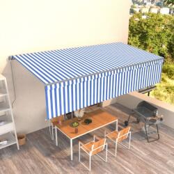 vidaXL Copertină retractabilă manual cu stor, albastru&alb, 6x3 m (3069476) - comfy