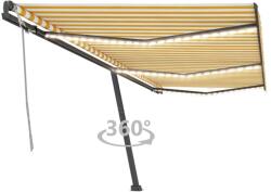 vidaXL Copertină retractabilă manual cu LED, galben și alb, 600x300 cm (3069803)