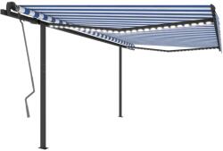 vidaXL Copertină retractabilă manual cu LED, albastru & alb, 4x3, 5 m (3070221) - comfy