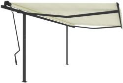 vidaXL Copertină retractabilă manual, cu stâlpi, crem, 4, 5x3, 5 m (3070237)