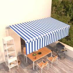 vidaXL Copertină retractabilă automat cu stor, albastru&alb, 6x3 m (3069366) - comfy