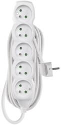 EMOS Cablu prelungitor 5 m / 5 prize / alb / PVC / 1 mm2