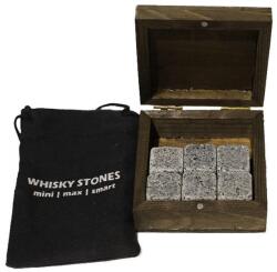  Whisky hűtő gránitkocka zsákkal fadobozban 6db - mindenamibar