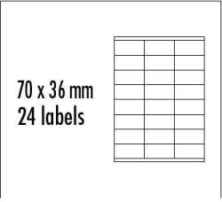 Logo Etichete cu logo 70mm x 36mm, A4, mate, galbene, 24 de etichete, pachet de 10, pentru imprimante cu jet de cerneală și laser