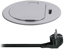 Solight PP122C-PD20-Aljzatoszlop asztalokhoz 1x230V + USB-C PD ezüst PP122C-PD20 (SL1589)