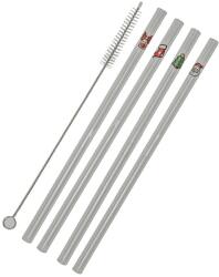 Gastro Karácsonyi üveg szívószálak, 4 darabos szett, kefével együtt, Hossza: 200 mm