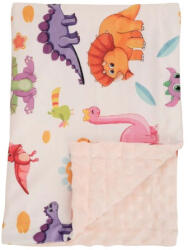 Foxy Baby Minky Super Soft babatakaró 75x100 - Barack - Színes dínók - pindurka