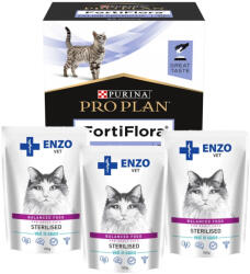  Purina Veterinary Diets PRO PLAN FortiFlora Probiotikus kiegészítő macskáknak 30x1g + 3xENZO VET Sterilizált borjúhús mártásban 100g
