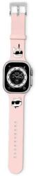 Karl Lagerfeld 3D gumi Karl& Choupette Heads szíj Apple Watchhoz 42/44/45/49mm - rózsaszín
