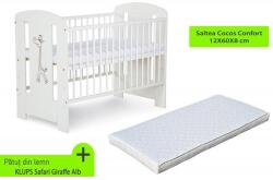 Klups Patut din lemn Safari alb, include Saltea Cocos Klups grosime 8 cm (9554)