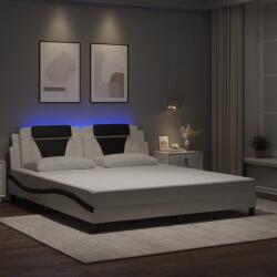 vidaXL fehér és fekete műbőr ágykeret LED-világítással 180 x 200 cm (3214042) - vidaxl