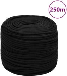 vidaXL fekete poliészter munkakötél 6 mm 250 m (152815)