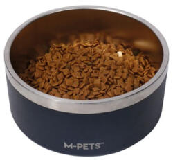 M-Pets Castron negru pentru caini, premium, otel inoxidabil, Double Wall Bowl ESKIMO M-PETS, 2 L