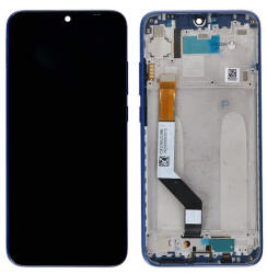 Xiaomi Redmi Note 7 (2019), M1901F7G, Note 7 Pro (2019), M1901F7BE előlap keret, lcd kijelző és érintőpanel, kék (OEM)