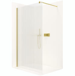 Cerano - Walk-in Onyx L/R zuhanyparaván - kerek tartó - aranycsiszolt, barázdált üveg - 110x200 cm, CER-CER-8050BD329 (CER-CER-8050BD329)