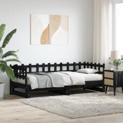 vidaXL fekete tömör fenyőfa kihúzható kanapéágy 2 x (80 x 200) cm (840387) - vidaxl