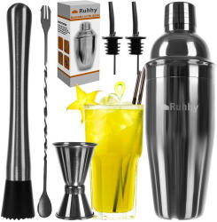 Ruhhy Mixer bartender készlet, 6 db-os, rozsdamentes acélból