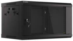 Lanberg 19" fali rack szekrény 6U/600X450 üvegajtó, lapraszerelt, fekete V2 (WF01-6406-10B)