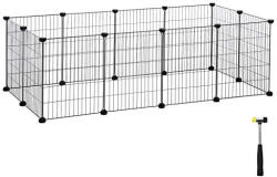 SONGMICS Fém ketrec háziállatoknak tengerimalac, hörcsög, nyúl számára, fekete 143x73x46cm (LPI01H)
