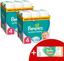 Pampers Active Baby 2 havi Pelenkacsomag 9-14kg Maxi 4 (360db) + Ajándék Törlőkendő