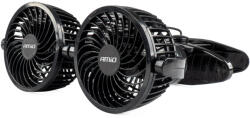 AMiO Ventilátor 24V szivargyújtós 2x10 cm (4") átmérőjű állítható rotorral, praktikus csipesszel - AMIO