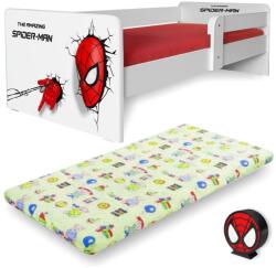 Oli's Pat Spiderman P1 pentru baieti 2-12 ani cu saltea cu lana 160x80, protectie detasabila si lampa veghe 3D - Pc-p-lmk-spdm-P1-80 (PC-P-LMK-SPDM-P1-80)