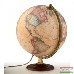 Cartographia Földgömb 30 cm - világító, antik, fatalp + fém meridián A4
