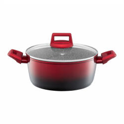 Ambition Oala cu capac 24cm, 4.3L, invelis Qualum Ceramic Stone Edition, Ombre Red (22337)
