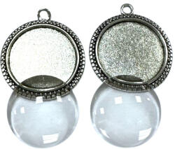  Kerek kaboson alap lencsével 2db/cs - antik ezüst szín 20mm