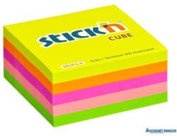 STICK N Öntapadó kockatömb, 76x76mm, 400 lap, STICK N, neon szivárvány (SN21012) - kecskemetirodaszer