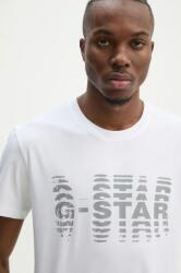 G-Star pamut póló fehér, férfi, nyomott mintás, D25140-336 - fehér L