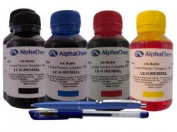 Alphachem Set Flacon Cerneala AlphaChem HP (305) 2x100ml 3YM61AE Negru 1x100ml 3YM60AE Cyan 1x100ml 3YM60AE Magenta 1x100ml 3YM60AE Galben, Pix Schneider si Pix CNX201