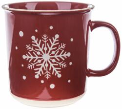 4home Cană de Crăciun din ceramică Snowflake roșu, 710 ml