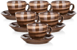 BANQUET Set de 6 cești și farfurii Banquet PALAS, 90 ml, maro, maro