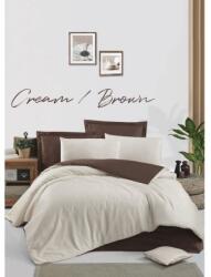 Victoria Lenjerie de pat dublu cu doua fete bumbac 100% Satin Deluxe Victoria Cream-Brown