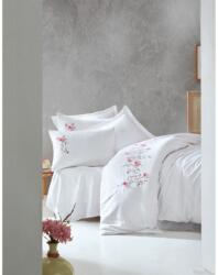 Cottonbox Lenjerie de Pat Dublu Premium Satin Cotton Box cu Broderie Perla White Lenjerie de pat